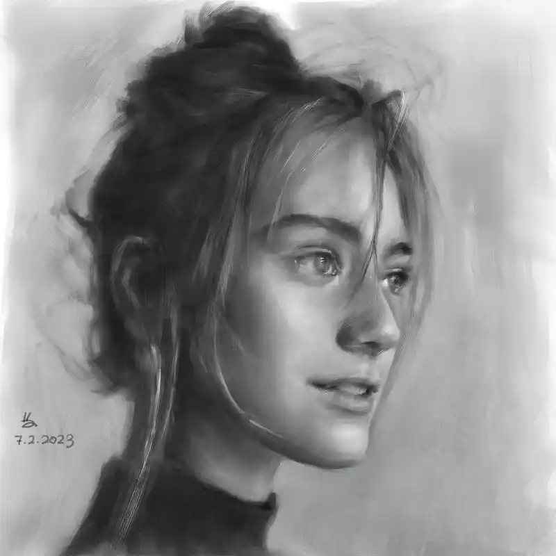 继续基础 #人物肖像 #素描 #想画就画 #板绘 #绘画过程 - 抖音