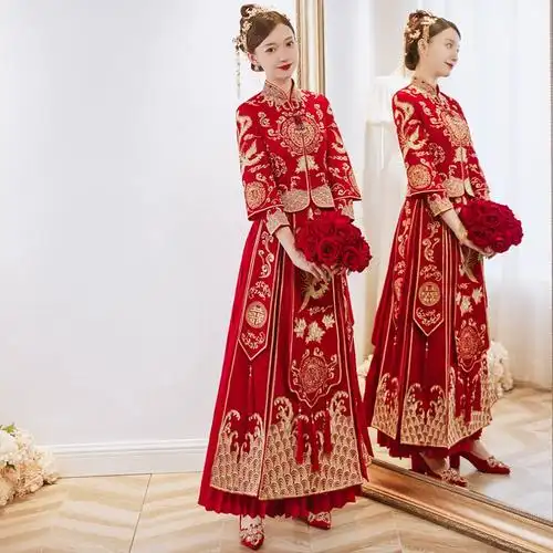 租赁秀禾服出租2023新款结婚礼服新娘中式婚纱嫁衣大码敬酒龙凤褂