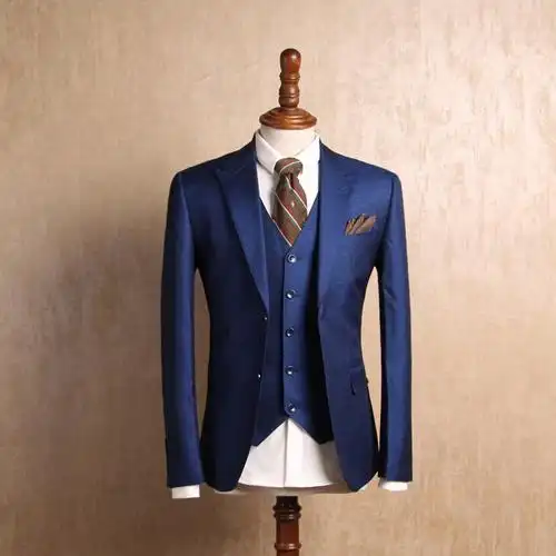 isirhonour欧美街拍亮宝蓝色修身戗驳领西装英伦结婚礼服西服男装