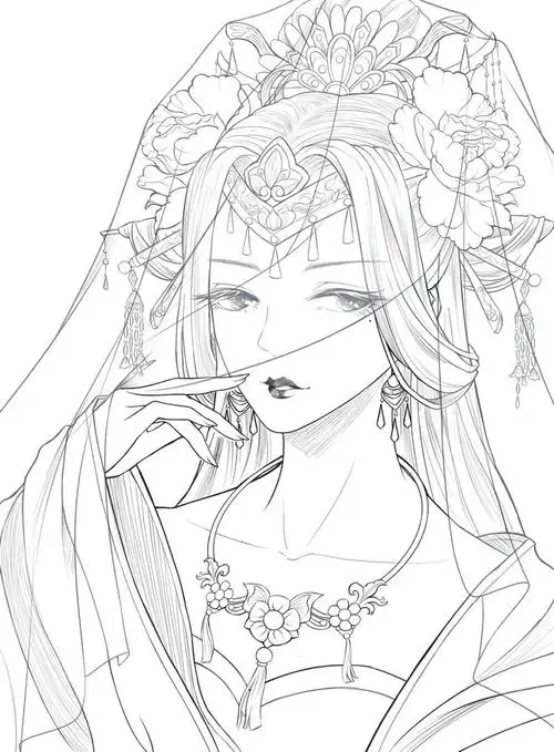 思美人醉花颜唯美古风涂色线描集