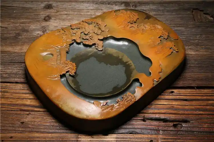 名师老坑砚台山水砚手工雕刻原石老坑四大名坑龙尾山安徽歙县歙砚端砚