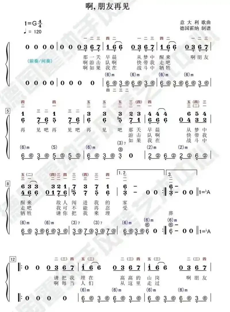 《啊朋友再见 bella ciao》 .意大利游击队之歌 简 - 抖音