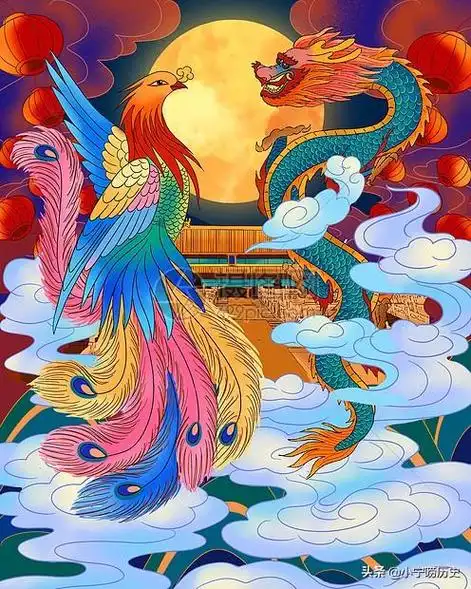 龙与凤凰是古代神话中的瑞兽,它们总是以"夫妻"形式出现在人们面前.