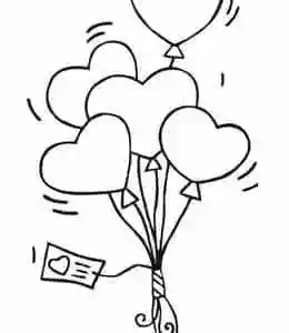 8张爱情的气球玫瑰花爱心形状卡通涂色简笔画