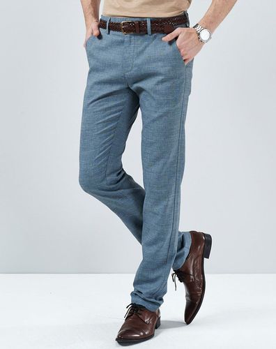 蓝绿色青年休闲纯色男士休闲裤男裤子