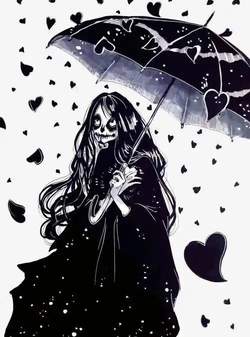 矢量撑伞的女鬼