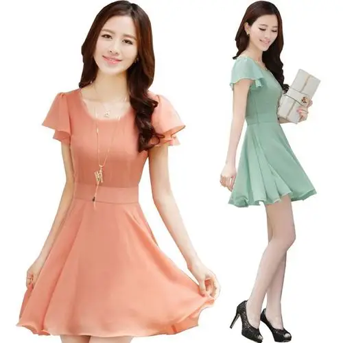 女装2013新款显瘦女式夏装短袖雪纺连衣裙 雪纺裙子夏季 韩版-淘宝网