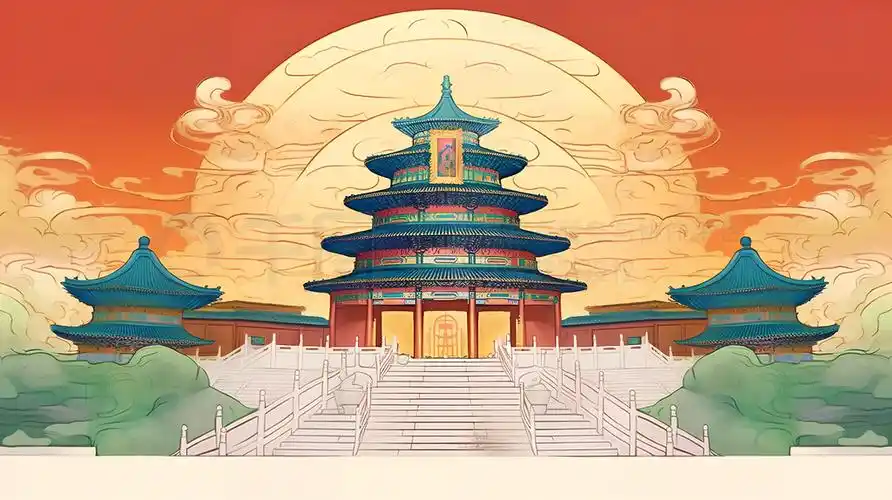 北京天坛古风建筑国潮风图