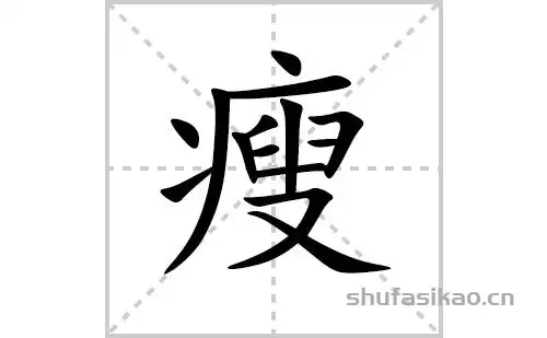 点,横,撇,点,提,撇,竖,横,横折,横,横,竖,横撇/横钩,捺瘦字怎么写瘦的