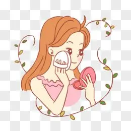 女孩美容打扮化妆手绘卡通元素