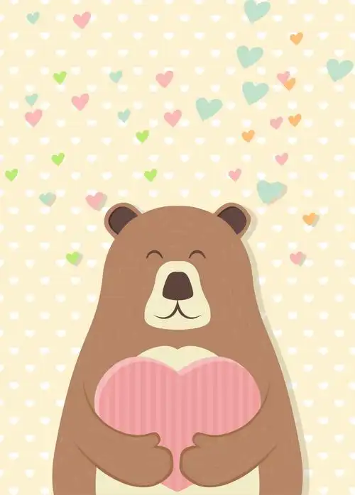 可爱卡通童趣大熊抱爱心矢量背景背景素材免费下载(图片编号:8919027)