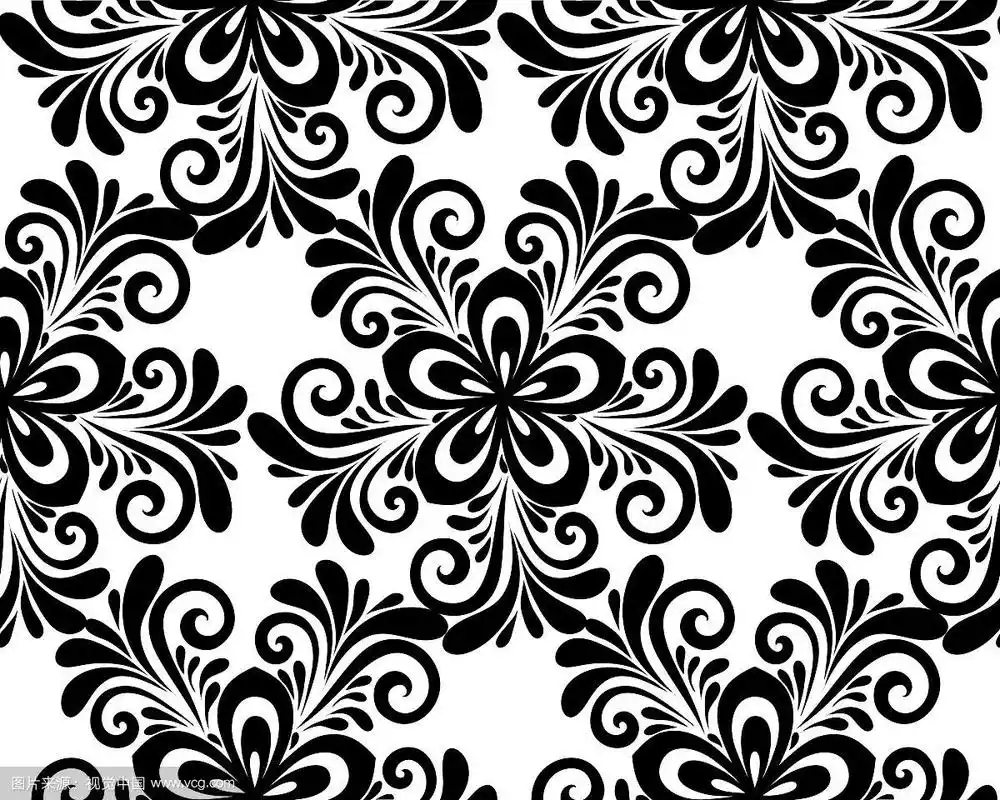 黑白花无缝图案