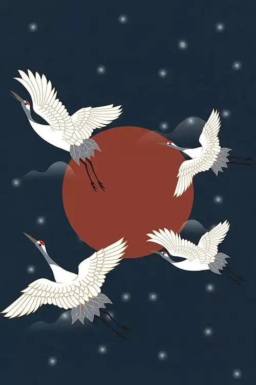 国风国潮中国风仙鹤背景7