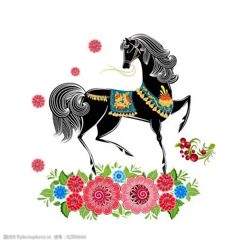 动物 服装图案 花朵 免费下载 印花矢量图 植物 马 面料图库 服装设计