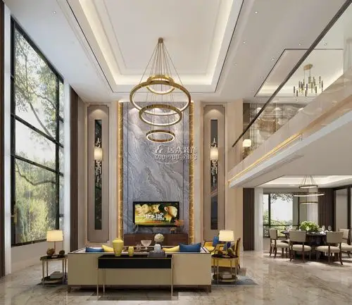 海御豪庭御峰500平方米现代简约风格别墅户型客厅装修效果图