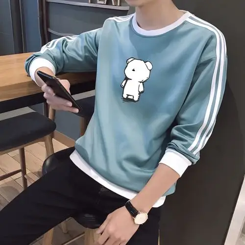 15秋装16男装12初中学生14男孩青少年18岁长袖t恤上衣服男针织衫