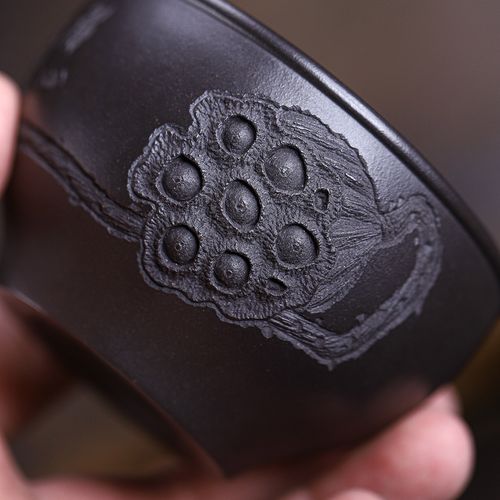 宜兴紫砂杯 陈富才紫砂主人杯 莲蓬石璜