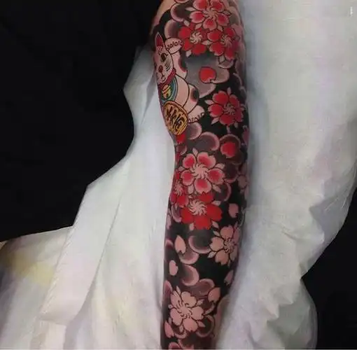 新传统彩色花臂纹身整臂纹身图案