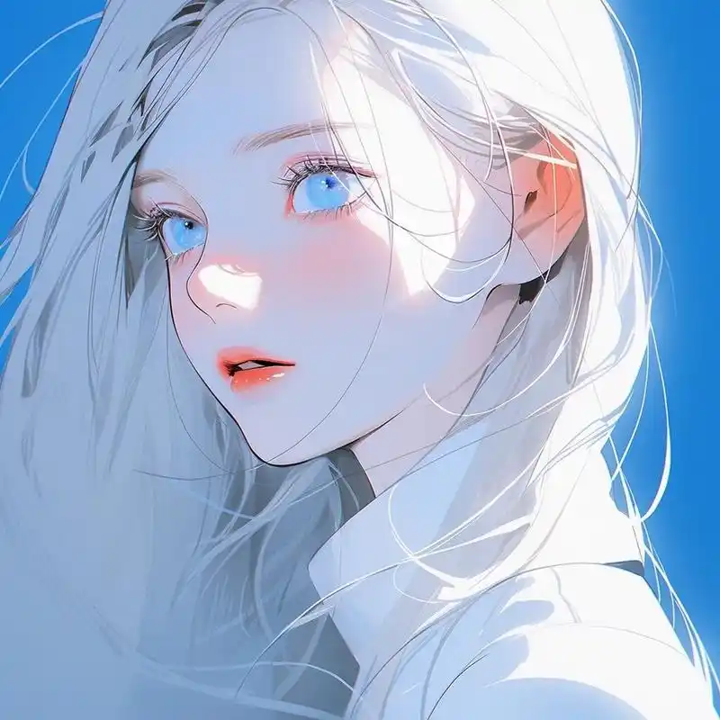 女生头像|白色头发的少女 这一双眼睛似乎是娇嫩的矢车菊的蓝色,眼神
