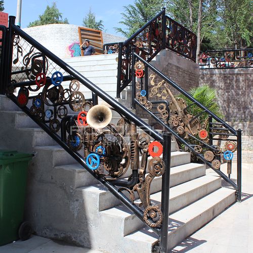 复古工业酒吧餐厅别墅铁艺防护栏栅楼梯扶手