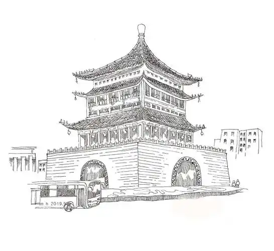 西安风景建筑写生