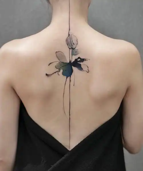 背部脊柱水墨纹身女(2/3)-纹身图片网