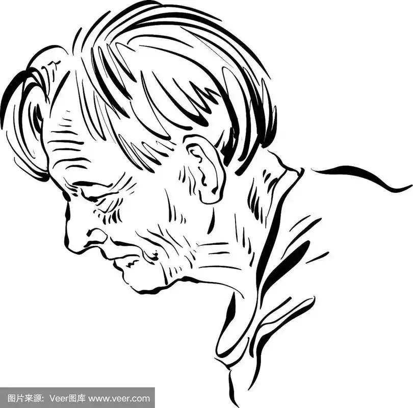 手绘插图的一个老人在白色的背景