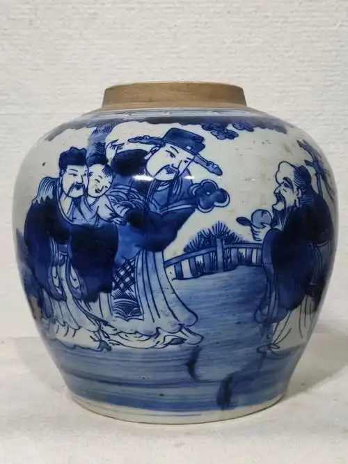 清代福禄寿三星青花罐