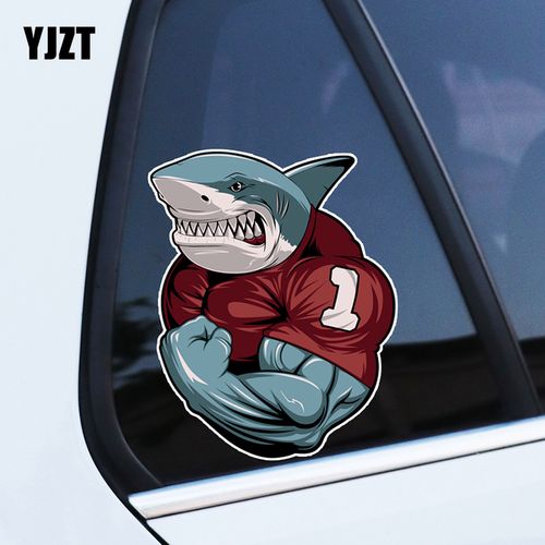 yjzt一号强壮肌肉鲨鱼创意卡通健身车贴划痕遮挡遮盖汽车贴纸防水