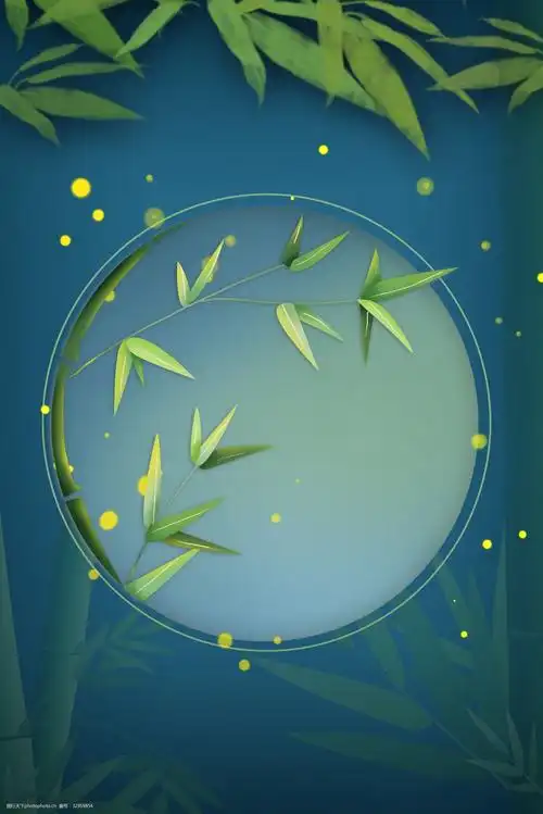 竹叶蓝色中国风文艺清新背景图片-图行天下图库