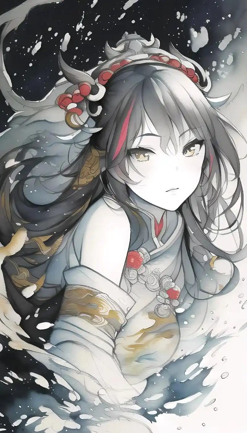 国风水墨丹青龙族少女#抖音图文来了 #二次元 #动漫 #古风 - 抖音