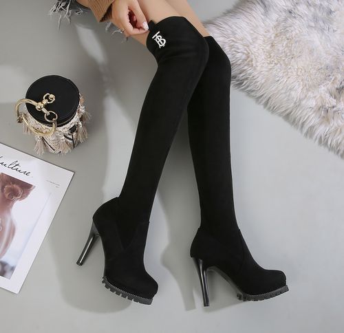 显瘦性感过膝靴女2020秋冬新款黑皮靴细跟弹力圆头高筒长靴骑士靴