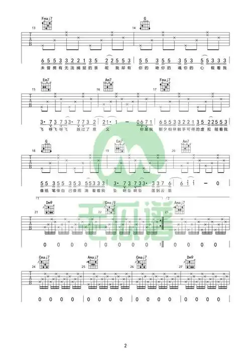 陈粒《虚拟》吉他曲谱分享_情感_首歌_创作