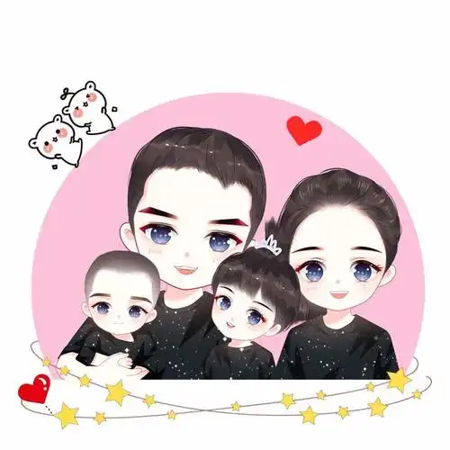 感受美好,一家三口,四口头像,微信全家福图片