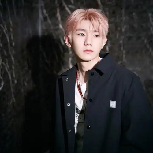 王源黑衣粉发帅气写真图片