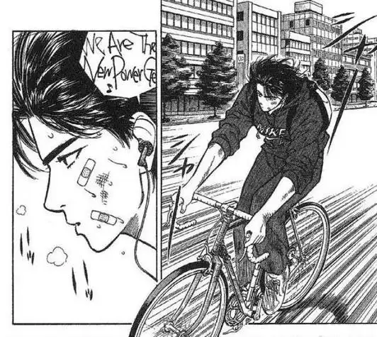 流川枫在不训练的时候总是潇洒地戴着耳机,骑着自行车.