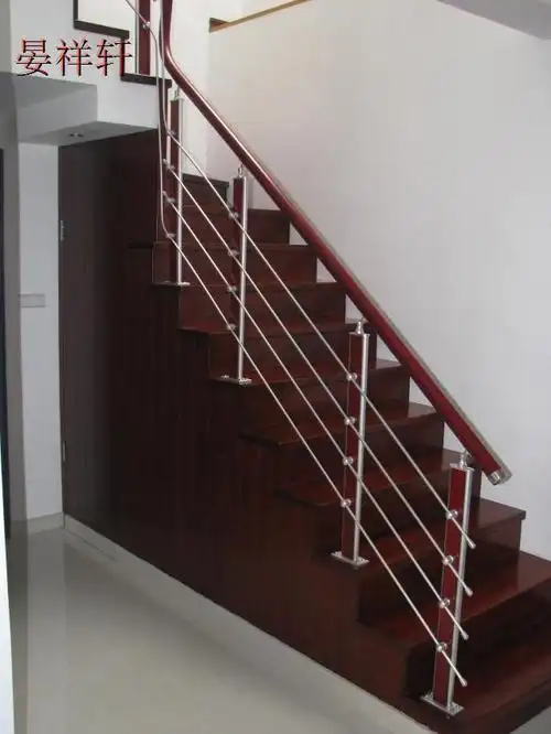 [楼梯扶手不锈钢立柱护栏飘窗栏杆围栏简约扶手钢木楼梯室内现代] 电