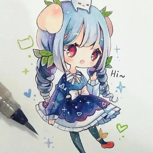 马克笔彩铅q版新手入门超可爱动漫人物手绘素材