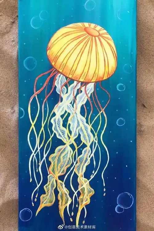 遇见艺术##画画##创意儿童画##万色水母##儿童画素材##水粉画##动