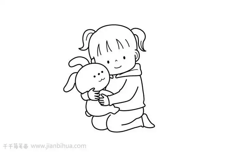 卡通人物简笔画女孩兔子