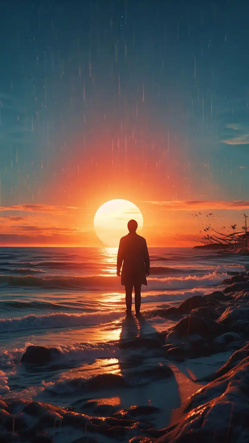 海边背影壁纸9893手机桌面美学 想感受海风的温柔与夕阳的浪漫吗?