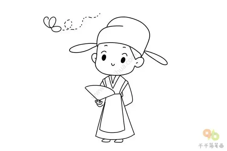 梁山伯简笔画步骤图 儿童画_古代人物简笔画