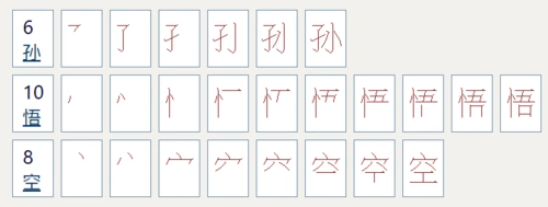 孙悟空三字共多少画