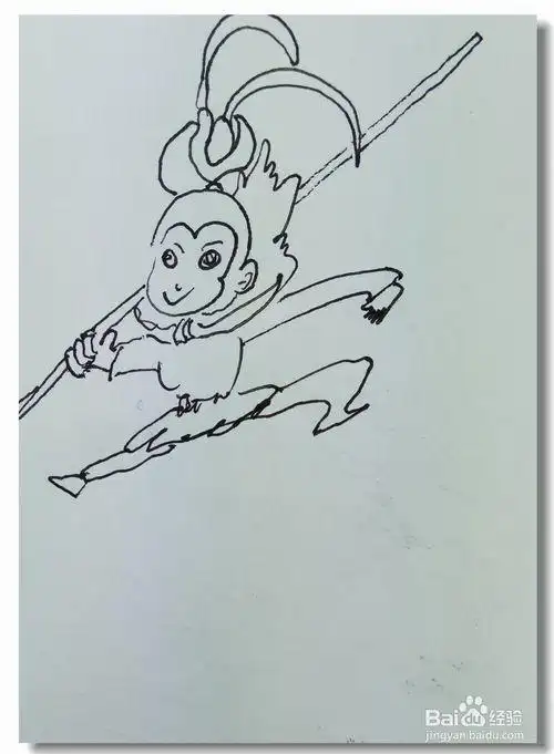 怎样画简笔画腾云驾雾的孙悟空