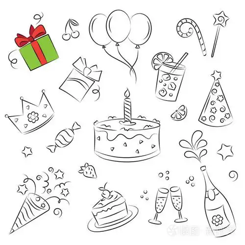 vector sketch clipart set " birthday party插画-正版商用图片01n74