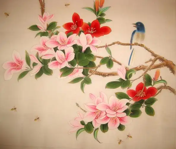 一声啼处满山红宁晋工笔画映山红