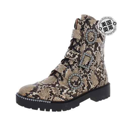 jessica simpsonkirlah 女式皮革搭扣军靴 - 中性凤凰蛇印花 【美