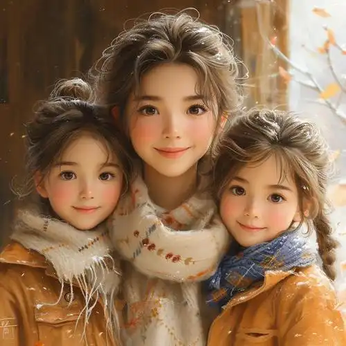 母子头像|妈妈和两个女儿