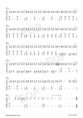 time back-c调简单版双手简谱预览2-钢琴谱文件(五线谱,双手简谱,数字