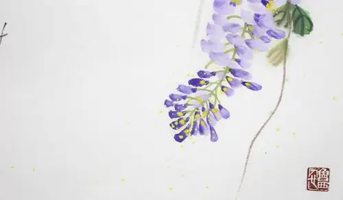 董魁聚 国画《紫藤》